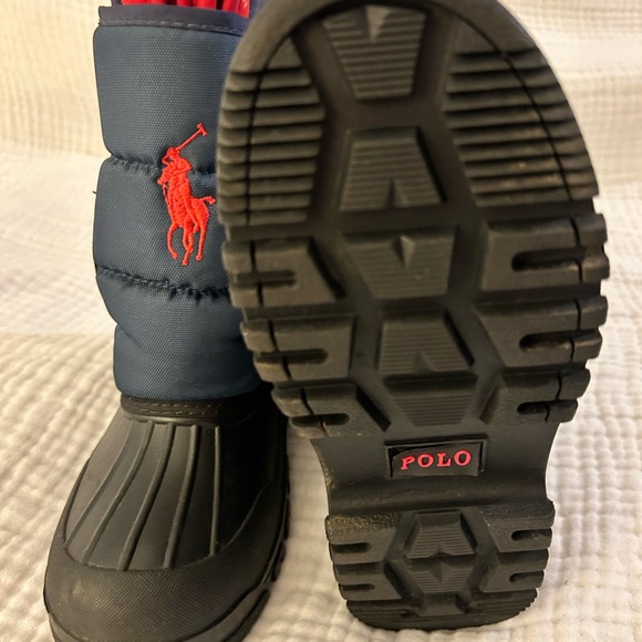 Polo RALPH LAUREN Snow boots US size 2 BOYS Navy, red lining, black rubber soles - Picture 11 of 13